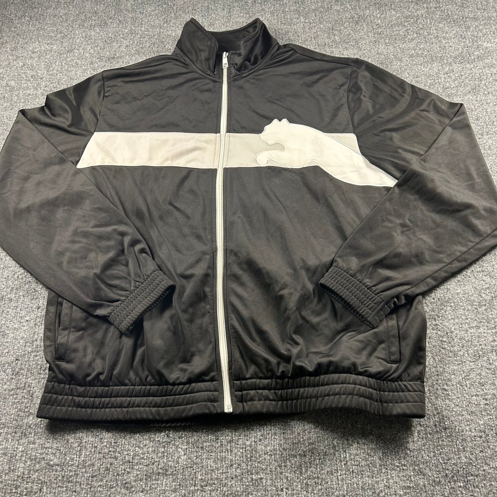 Puma Mens XXL Black White Big Logo Full Zip Track Jacket Sportlifestyle 815967